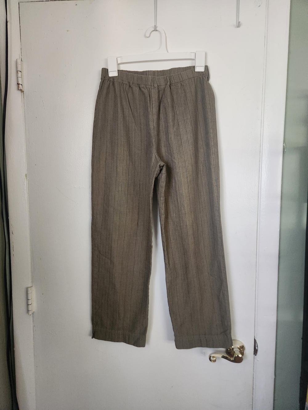 Hot Cotton Olive Pinstripe Wide-Leg Pants
